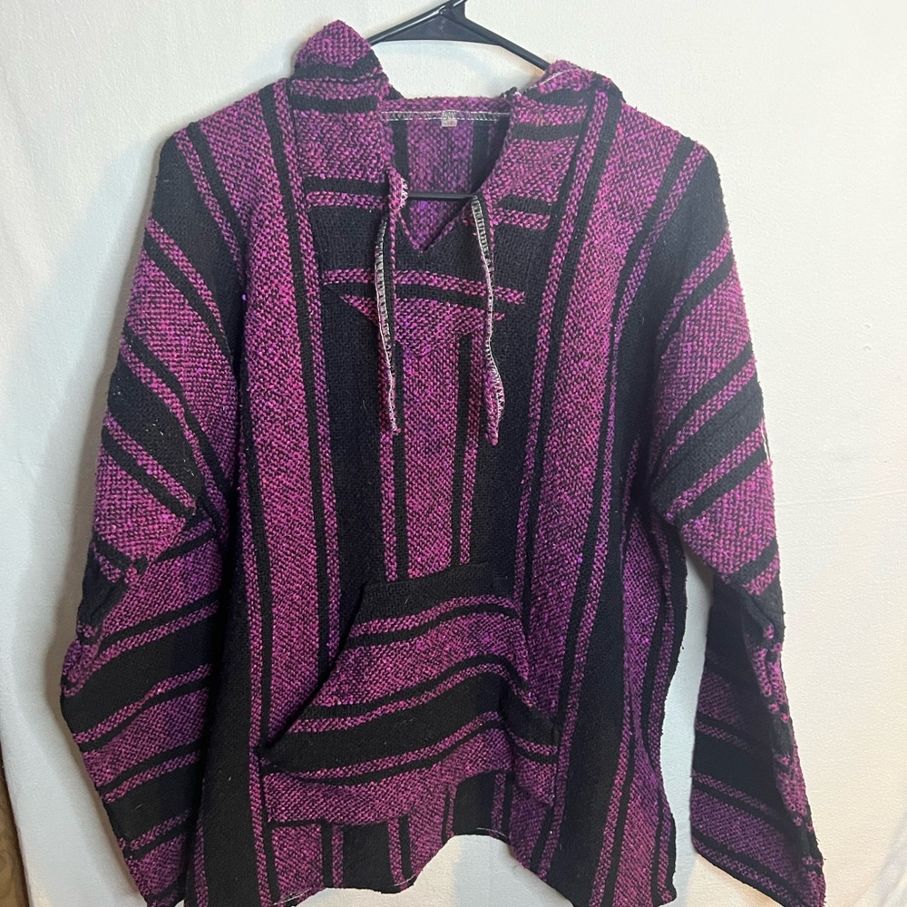 Cozy Women's Hooded Sweater - Purple and Black